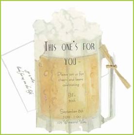 Mug of Beer with ribbon tag with glitter invitation by Stevie Streck